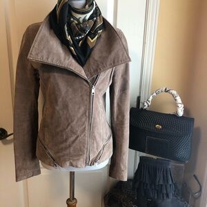 Soia & Kyo Taupe Suede moto biker style jacket